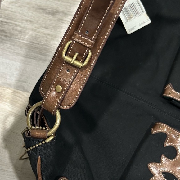 NWT Rampage Fifty Five Large Western Shoulder Bag Purse Black Brown Adjustable - Picture 8 of 12